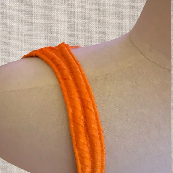 Vibrant Orange Ruched Dress.  Ruched Front Detail
#N066 - Picture 6 of 12